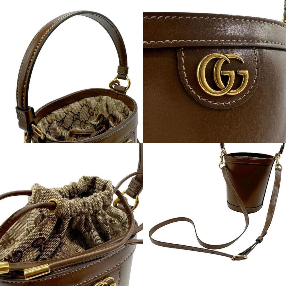 Gucci GG Marmont Leather Canvas 2Way Crossbody Bag Beige Gold - Picture 4 of 5